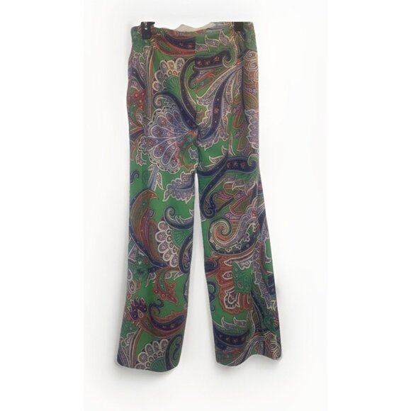 Lauren Ralph Lauren Womens Green Colorful Paisley Lined Wide Leg Pants Sz 4 - Picture 5 of 12